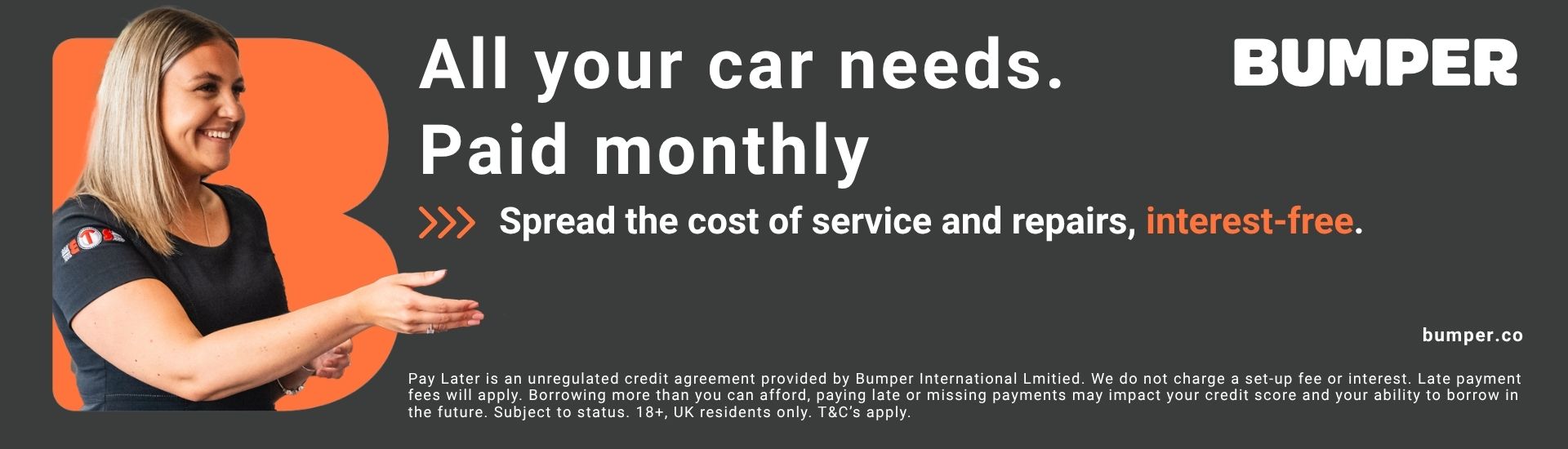 Bumper pay later banner